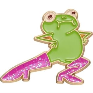 Green and Pink Frog Enamel Pin